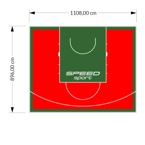 99M2/896X1108CM CZERWONO-ZIELONE BOISKO DO KOSZYKÓWKI SPEEDSPORT HEXA POWER PRO