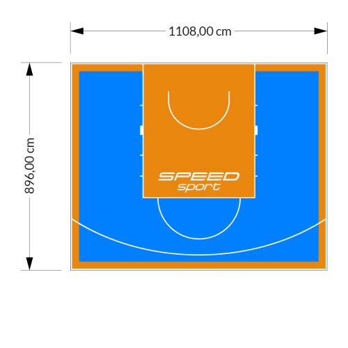 99M2/896X1108CM BŁĘKITNO-POMARAŃCZOWE BOISKO DO KOSZYKÓWKI SPEEDSPORT HEXA POWER PRO