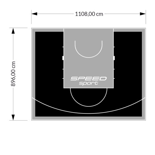 99M2/896X1108CM CZARNO-SZARE BOISKO DO KOSZYKÓWKI SPEEDSPORT HEXA POWER PRO
