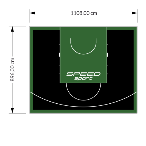 99M2/896X1108CM CZARNO-ZIELONE BOISKO DO KOSZYKÓWKI SPEEDSPORT HEXA POWER PRO