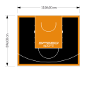 99M2/896X1108CM CZARNO-POMARAŃCZOWE BOISKO DO KOSZYKÓWKI SPEEDSPORT HEXA POWER PRO