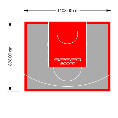 99M2/896X1108CM SZARO-CZERWONE BOISKO DO KOSZYKÓWKI SPEEDSPORT HEXA POWER PRO