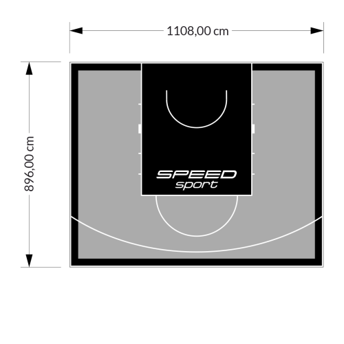 99M2/896X1108CM SZARO-CZARNE BOISKO DO KOSZYKÓWKI SPEEDSPORT HEXA POWER PRO