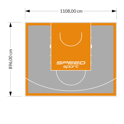 99M2/896X1108CM SZARO-POMARAŃCZOWE BOISKO DO KOSZYKÓWKI SPEEDSPORT HEXA POWER PRO