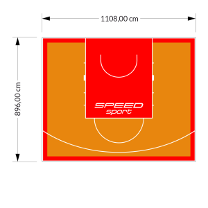 99M2/896X1108CM POMARAŃCZOWO-CZERWONE BOISKO DO KOSZYKÓWKI SPEEDSPORT HEXA POWER PRO