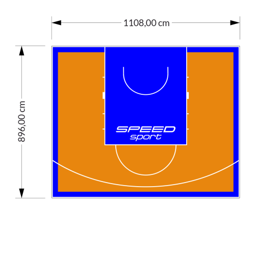 99M2/896X1108CM POMARAŃCZOWO-NIEBIESKIE BOISKO DO KOSZYKÓWKI SPEEDSPORT HEXA POWER PRO