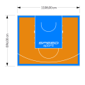 99M2/896X1108CM POMARAŃCZOWO-BŁĘKITNE BOISKO DO KOSZYKÓWKI SPEEDSPORT HEXA POWER PRO
