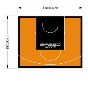 99M2/896X1108CM POMARAŃCZOWO-CZARNE BOISKO DO KOSZYKÓWKI SPEEDSPORT HEXA POWER PRO