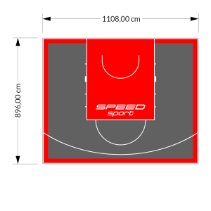 99M2/896X1108CM GRAFITOWO-CZERWONE BOISKO DO KOSZYKÓWKI SPEEDSPORT HEXA POWER PRO