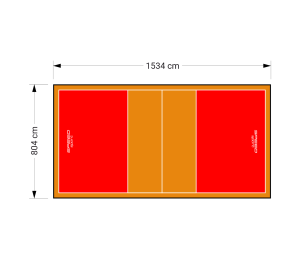 123M2/1534X804CM CZERWONO-POMARAŃCZOWE BOISKO DO SIATKÓWKI SPEEDSPORT HEXA POWER PRO