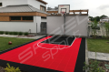 25M2/440X561CM CZERWONO-CZARNE BOISKO DO KOSZYKÓWKI SPEEDSPORT HEXA POWER PRO