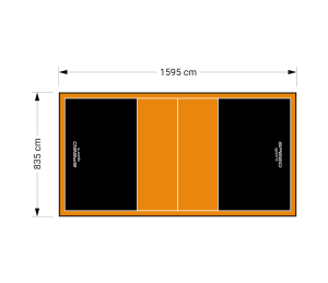 133M2/1595X835CM CZARNO-POMARAŃCZOWE BOISKO DO SIATKÓWKI SPEEDSPORT HEXA POWER PRO