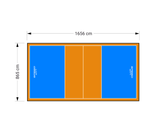 143M2/1656X865CM BŁĘKITNO-POMARAŃCZOWE BOISKO DO SIATKÓWKI SPEEDSPORT HEXA POWER PRO
