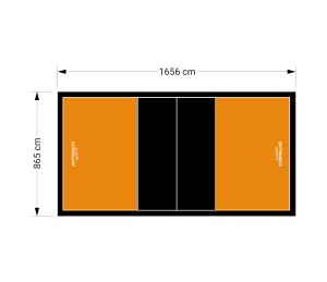 143M2/1656X865CM POMARAŃCZOWO-CZARNE BOISKO DO SIATKÓWKI SPEEDSPORT HEXA POWER PRO