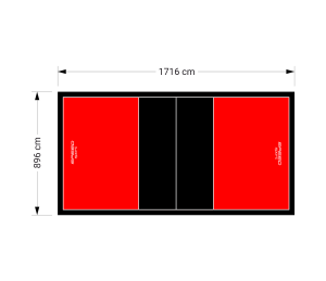 154M2/1716X896CM CZERWONO-CZARNE BOISKO DO SIATKÓWKI SPEEDSPORT HEXA POWER PRO