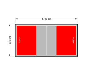 154M2/1716X896CM CZERWONO-SZARE BOISKO DO SIATKÓWKI SPEEDSPORT HEXA POWER PRO