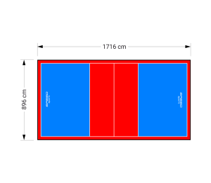 154M2/1716X896CM BŁĘKITNO-CZERWONE BOISKO DO SIATKÓWKI SPEEDSPORT HEXA POWER PRO