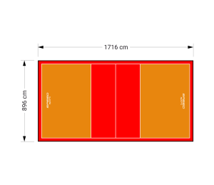 154M2/1716X896CM POMARAŃCZOWO-CZERWONE BOISKO DO SIATKÓWKI SPEEDSPORT HEXA POWER PRO
