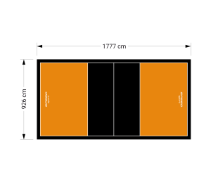 165M2/1777X926CM POMARAŃCZOWO-CZARNE BOISKO DO SIATKÓWKI SPEEDSPORT HEXA POWER PRO