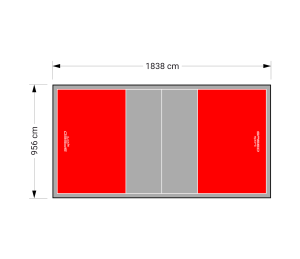 176M2/1838X956CM CZERWONO-SZARE BOISKO DO SIATKÓWKI SPEEDSPORT HEXA POWER PRO