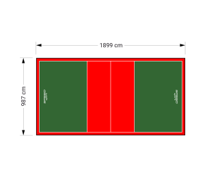 187M2/1899X987CM ZIELONO-CZERWONE BOISKO DO SIATKÓWKI SPEEDSPORT HEXA POWER PRO