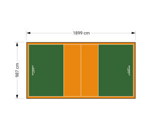 187M2/1899X987CM ZIELONO-POMARAŃCZOWE BOISKO DO SIATKÓWKI SPEEDSPORT HEXA POWER PRO
