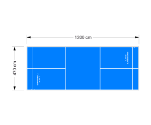 56M2/1200X470CM BŁĘKITNE BOISKO DO BADMINTONA SPEEDSPORT HEXA POWER PRO