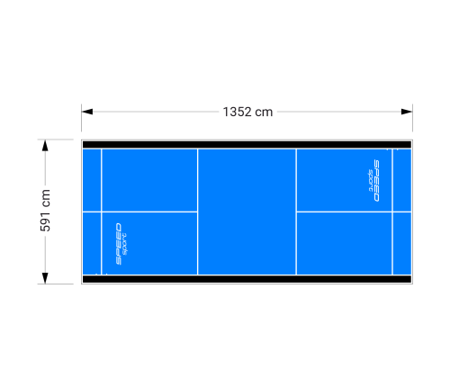 80M2/1352X592CM BŁĘKITNO-CZARNE BOISKO DO BADMINTONA SPEEDSPORT HEXA POWER PRO
