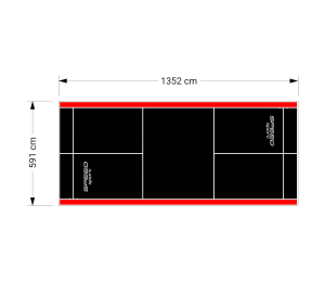 80M2/1352X592CM CZARNO-CZERWONE BOISKO DO BADMINTONA SPEEDSPORT HEXA POWER PRO