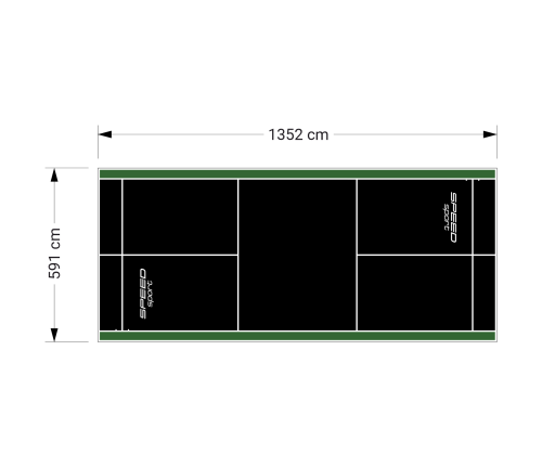 80M2/1352X592CM CZARNO-ZIELONE BOISKO DO BADMINTONA SPEEDSPORT HEXA POWER PRO