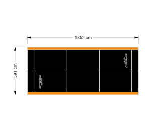 80M2/1352X592CM CZARNO-POMARAŃCZOWE BOISKO DO BADMINTONA SPEEDSPORT HEXA POWER PRO