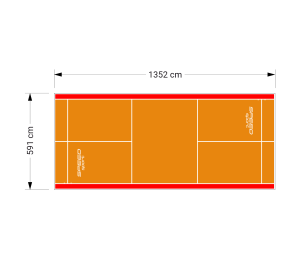 80M2/1352X592CM POMARAŃCZOWO-CZERWONE BOISKO DO BADMINTONA SPEEDSPORT HEXA POWER PRO