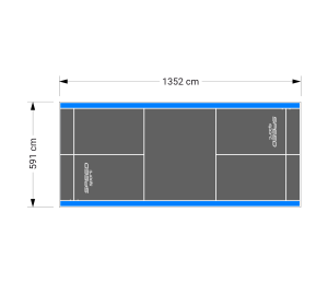 80M2/1352X592CM GRAFITOWO-BŁĘKITNE BOISKO DO BADMINTONA SPEEDSPORT HEXA POWER PRO