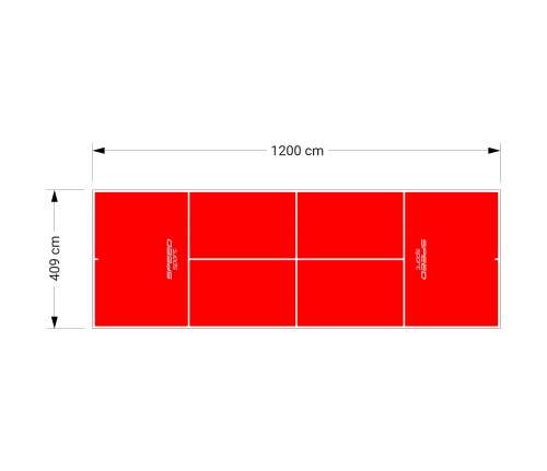 49M2/1200X409CM CZERWONY KORT DO TENISA ZIEMNEGO SPEEDSPORT HEXA POWER PRO
