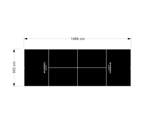 100M2/1686X592CM   CZARNY KORT DO TENISA ZIEMNEGO SPEEDSPORT HEXA POWER PRO