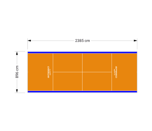 214M2/2385X896CM POMARAŃCZOWO-NIEBIESKI KORT DO TENISA ZIEMNEGO SPEEDSPORT HEXA POWER PRO