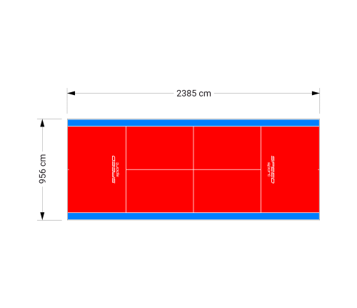 228M2/2385X956CM CZERWONO-BŁĘKITNY KORT DO TENISA ZIEMNEGO SPEEDSPORT HEXA POWER PRO