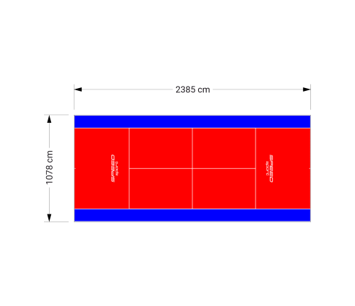 257M2/2385X1078CM CZERWONO-NIEBIESKI KORT DO TENISA ZIEMNEGO SPEEDSPORT HEXA POWER PRO