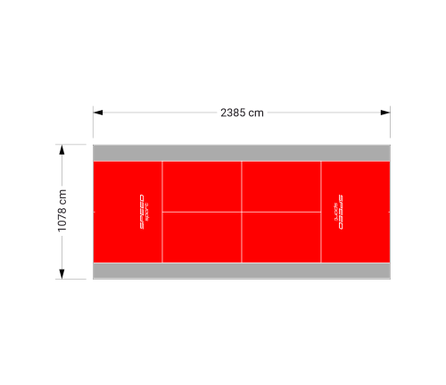 257M2/2385X1078CM CZERWONO-SZARY KORT DO TENISA ZIEMNEGO SPEEDSPORT HEXA POWER PRO
