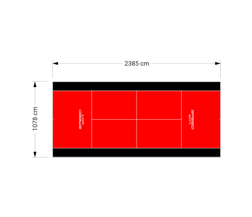 257M2/2385X1078CM CZERWONO-CZARNY KORT DO TENISA ZIEMNEGO SPEEDSPORT HEXA POWER PRO
