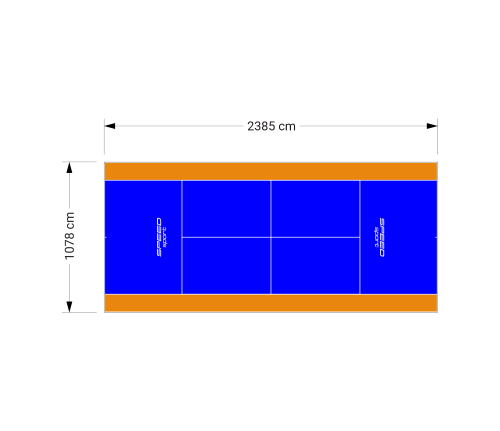 257M2/2385X1078CM NIEBIESKO-POMARAŃCZOWY KORT DO TENISA ZIEMNEGO SPEEDSPORT HEXA POWER PRO