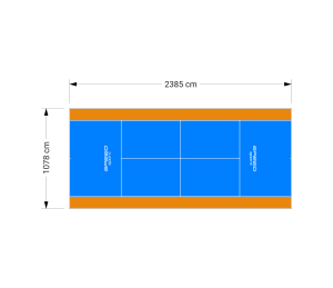 257M2/2385X1078CM BŁĘKITNO-POMARAŃCZOWY KORT DO TENISA ZIEMNEGO SPEEDSPORT HEXA POWER PRO