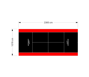 257M2/2385X1078CM CZARNO-CZERWONY KORT DO TENISA ZIEMNEGO SPEEDSPORT HEXA POWER PRO