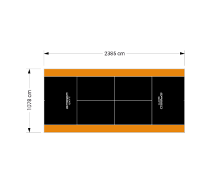 257M2/2385X1078CM CZARNO-POMARAŃCZOWY KORT DO TENISA ZIEMNEGO SPEEDSPORT HEXA POWER PRO