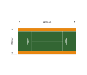 257M2/2385X1078CM ZIELONO-POMARAŃCZOWY KORT DO TENISA ZIEMNEGO SPEEDSPORT HEXA POWER PRO