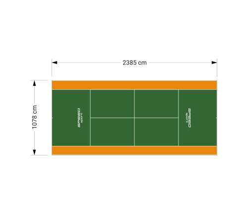 257M2/2385X1078CM ZIELONO-POMARAŃCZOWY KORT DO TENISA ZIEMNEGO SPEEDSPORT HEXA POWER PRO