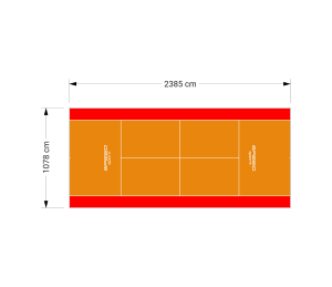257M2/2385X1078CM POMARAŃCZOWO-CZERWONY KORT DO TENISA ZIEMNEGO SPEEDSPORT HEXA POWER PRO
