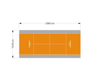 257M2/2385X1078CM POMARAŃCZOWO-SZARY KORT DO TENISA ZIEMNEGO SPEEDSPORT HEXA POWER PRO