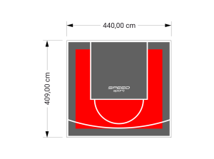 18M2/409X440CM CZERWONO-GRAFITOWE BOISKO DO KOSZYKÓWKI SPEEDSPORT HEXA POWER PRO