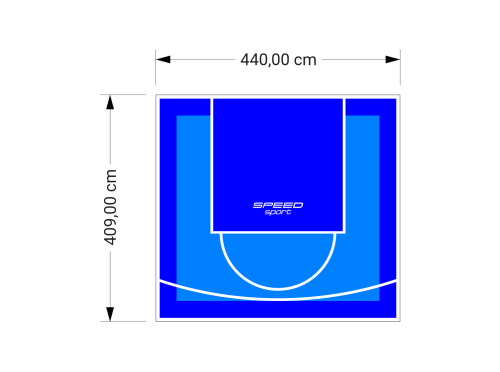 18M2/409X440CM BŁĘKITNO-NIEBIESKIE BOISKO DO KOSZYKÓWKI SPEEDSPORT HEXA POWER PRO